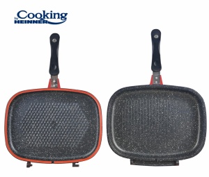 TIGAIE DUBLA DREPTUNGHIULARA TIP GRILL, ALUMINIU, 32x24x7.5 CM, RED LINE, COOKING BY HEINNER - Img 2