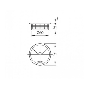 Trecere cablu rotunda D60 Hafele Inox - Img 2