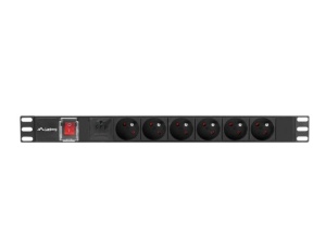 Unitate distributie alimentare PDU 19", 1U, 16A, 6 prize , negru