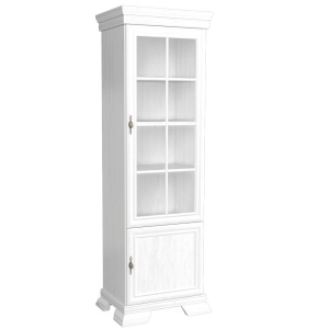 Vitrina living VMW1, 2 usi, 4 polite, Pal melaminat, cu insertii MDF, Alb Antichizat - Img 3