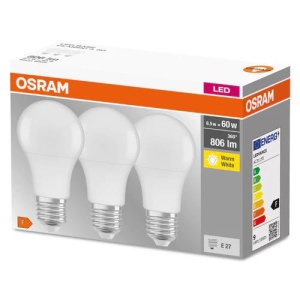 3 Becuri LED Osram Base Classic A, E27, 8.5W (60W), 806 lm, luminacalda(2700K) - Img 2