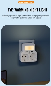 Adaptor 2 prize, 2 x USB, 4000W, lampa LED, senzor miscare, XO-WL09, Alb - Img 3