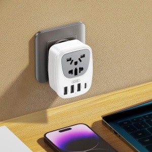 Adaptor MultiPriza EU, 2500W, 1 x USB-C, 3 x USB, XO-WL26, Alb - Img 3