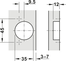 Balama aplicata cu amortizare reglabila si placuta, deschidere 110 grade, Hafele - Img 3