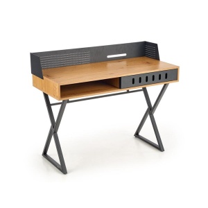 Birou HM B43, cadru metalic, MDF, spatiu depozitare, 110x51x90 cm, stejar negru - Img 1