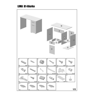 Birou HM Lima B1, cu usa si sertar, PAL melaminat lucios, 120x55x75 cm, stejar sonoma alb - Img 3
