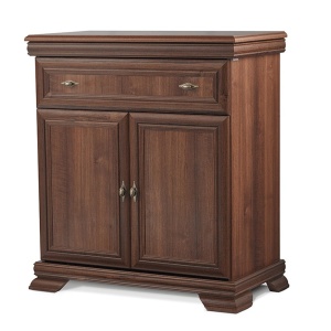 Comoda dormitor si living, VM1, Pal Melaminat, cu 2 usi, un sertar, cu elemente din MDF, Nuc - Img 3