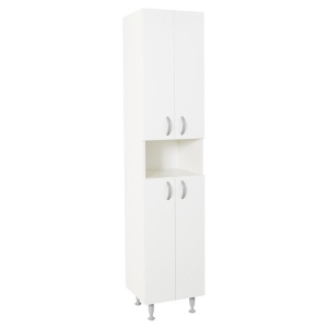 Dulap baie tip coloana GN0021, Pal lucios, 5 rafturi, 4 usi, picioare reglabile, 35x31.6x166 cm