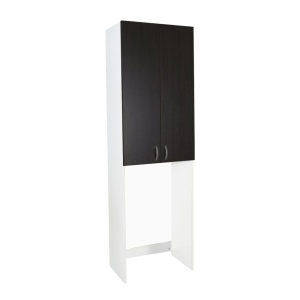 Dulap baie tip coloana pentru masina de spalat, inalt, Pal Melaminat, 2 usi, 3 rafturi, 64x30x195 cm, alb wenge - Img 3