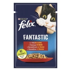 Hrana umeda pentru pisici, Vita, in aspic, Felix Fantastic, Purina, 85 g
