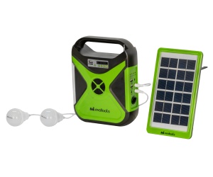Kit Iluminare LED cu Incarcare Solara, 2 Becuri, Radio si Port USB - Img 1