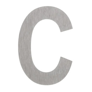 Litera C, metalica, pentru poarta, autoadeziva, inox, 80 mm