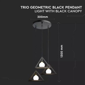 Lustra Trio Geometric neagra D300 V-TAC - Img 2