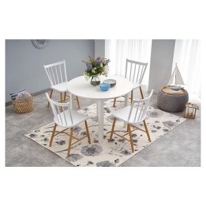 Masa bucatarie si living extensibila HM Ringo, blat MDF, 6 persoane, 102-142x102x76 cm, alb - Img 3