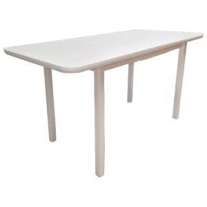 Masa extensibila lemn masiv, living si bucatarie, DM4 Maxima, blat MDF Furniruit, colturi rotunjite, 6 persoane, 120-150x70x76 cm, alb - Img 3