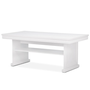 Masuta cafea cu raft depozitare VML2, PAL, insertii MDF, 125x65x53 cm, Alb Antichizat - Img 2