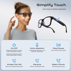 Ochelari de soare inteligenti, Bluetooth, functie audio, lentile fotocromatice, Negru - Img 3