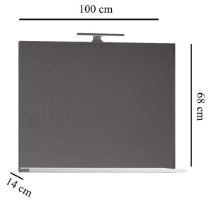 Oglinda baie cu polita GN0551, dreptunghiulara, PAL, 100 cm, alb - Img 2