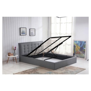 Pat tapitat cu stofa HM Padva, structura lemn masiv, cu somiera, 160x200, gri - Img 2