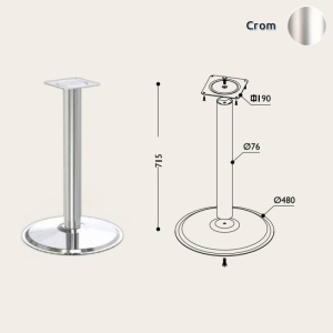 Picior central D76 H710 crom