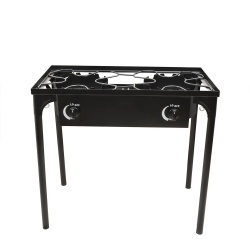 Pirostrie cu suport tip masa, 2 arzatoare, 6 focuri, 4 picioare, 78 x 40 x 74 cm, ZTS-8496, Zilan