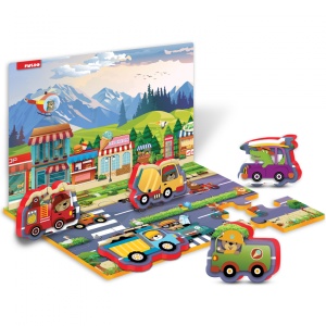 PUZZLE DIN SPUMA EVA, MASINI SI SEMNE DE CIRCULATIE, 17 PIESE, PUEDO - Img 2