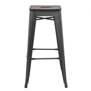Scaun bar metalic ABS 124, fix, sezut lemn, cu suport picioare, 120 kg - Img 2