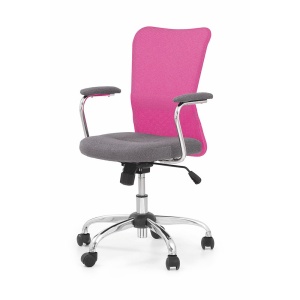 Scaun birou copii HM Andy, Mesh Stofa, Ergonomic, Cadru metalic, Inaltime ajustabila, Mecanism de balans, 102 Kg, Roz - Img 2