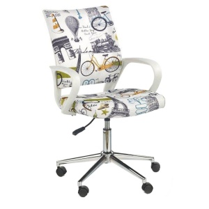 Scaun birou copii HM Ibis Paris, Ergonomic, Spatar curbat, Cadru Cromat, Stofa, Inaltime ajustabila, 100 Kg, Multicolor - Img 2