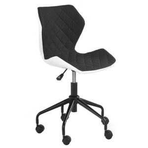 Scaun birou copii HM Matrix, Ergonomic, Cadru Metalic, Stofa Piele ecologica, Inaltime ajustabila, 100 Kg, Alb Negru