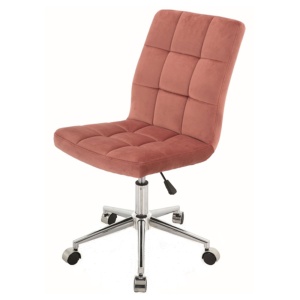 Scaun birou cu stofa tip catifea SL Q020, ergonomic, inaltime reglabila, cadru cromat, rotatie 360 , 90 kg, Caramiziu - Img 2