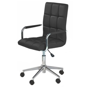 Scaun birou ergonomic, HM Gonzo 2, cadru cromat, tapiterie piele ecologica, mecanism de balans, roti pivotante, 90 kg, negru - Img 2