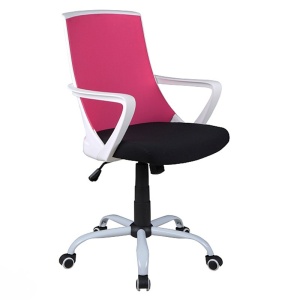 Scaun birou ergonomic, SL Q248, tapiterie stofa, reglabil pe inaltime, roti pivotante, mecanism balansare, 100 Kg, Negru Roz - Img 3