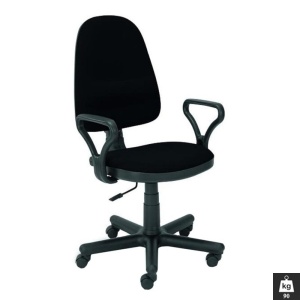 Scaun birou HM Bravo, Ergonomic, Polipropilena, Stofa, Inaltime ajustabila, 90 kg, Negru