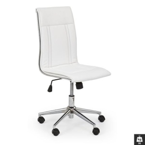 Scaun birou HM Porto, piele ecologica, baza cromata, inaltime ajustabila, rotativ, 90 kg, alb