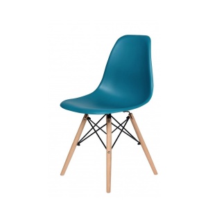 Scaun bucatarie si living Moon, ergonomic, polipropilena, structura lemn, 100 kg, turcoaz - Img 3