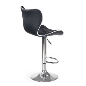 Scaun de bar HM H69, Piele ecologica, Inaltime ajustabila, Suport picioare, Cu spatar, Rotativ, 90 kg, Negru - Img 2