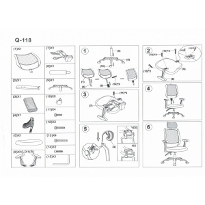 Scaun de birou cu mesh, SL Q118, ergonomic, brate si tetiera ajustabile, cadru metalic, mecanism balans, 100 kg, Gri - Img 3