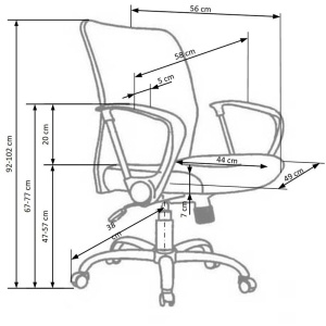 Scaun de birou HM Tony, Mesh, Ergonomic, Inaltime ajustabila, Roti pivotante, 102 Kg, Gri - Img 3