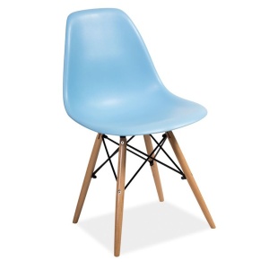 Scaun de bucatarie si living din polipropilena SL Enzo, ergonomic, lemn masiv, 83x46x42 cm, 100 kg, Bleu