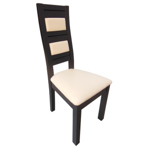 Scaun de living si bucatarie, lemn masiv fag, Eusebio, tapitat cu piele ecologica, 120 kg, 101x44x45cm, Wenge - Img 1