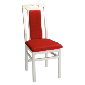 Scaun de living si bucatarie, SB Tim, din lemn masiv fag, tapiterie stofa, lacuit, 120 kg, 96x43x40 cm, Alb Rosu - Img 2