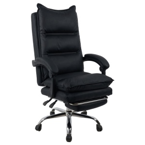 Scaun directorial AB041, piele ecologica, robust, cadru cromat, spatar rabatabil, suport picioare,120 kg, negru - Img 2