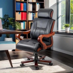 Scaun directorial cu masaj OFF1662, baza lemn, piele ecologica, elegant, robust, cu temporizator, 120 kg - Img 2