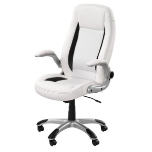 Scaun directorial HM Saturn, Cadru Polipropilena, Piele ecologica perforata, Inaltime ajustabila, Manere reglabile, Mecanism balansare, 120 Kg, Alb - Img 2