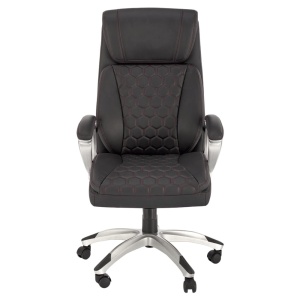 Scaun directorial HM Thomas, piele ecologica, mecanism de balansare, cadru polipropilena, 100 kg, negru - Img 3