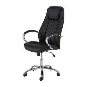 Scaun directorial SL Q036, Piele ecologica, Cadru Metalic, Inaltime ajustabila, 100 kg, Negru - Img 2