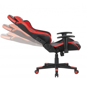 Scaun gaming GN90 Indianapolis, suport lombar, perna tetiera, cotiere reglabile, rotativ, mecanism multiblock, 150 kg, negru rosu - Img 3