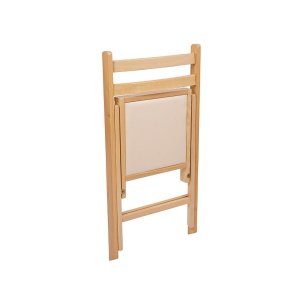 Scaun pliant lemn masiv, bucatarie si living, sezut tapitat cu piele ecologica, 100 kg, fag - Img 3