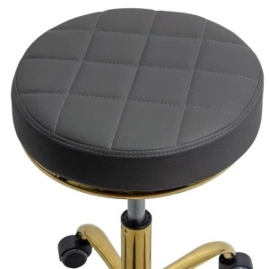 Scaun profesional OFF 1023, rotativ, baza metalica aurie, piele ecologica, inaltime ajustabila, roti gumate, 100 kg - Img 2